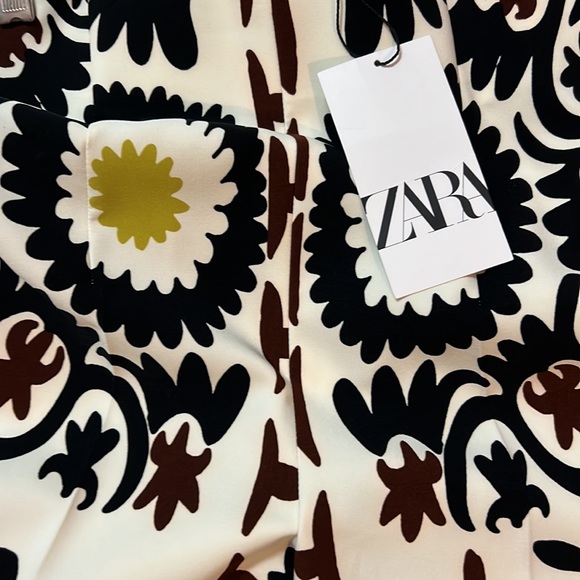 Zara NWT size medium floral geometric wide leg pant - Picture 6 of 10